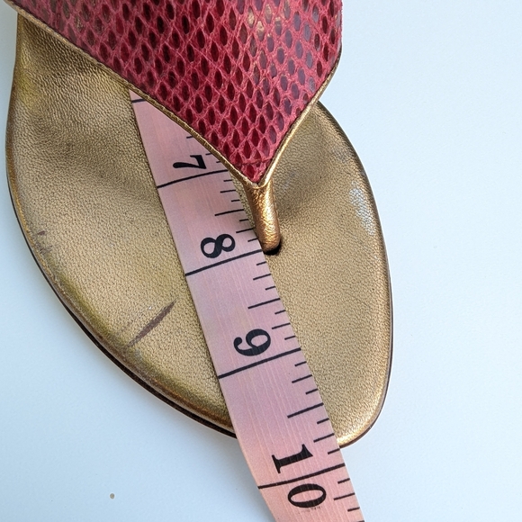 Gucci Pink Lizard Snakeskin Kitten Heel Sandals w/ Gold Studded - Picture 9 of 11